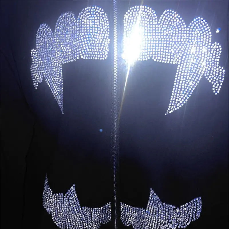 Rhinestone Zip Up Hoodie