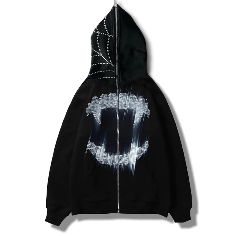 Rhinestone Zip Up Hoodie